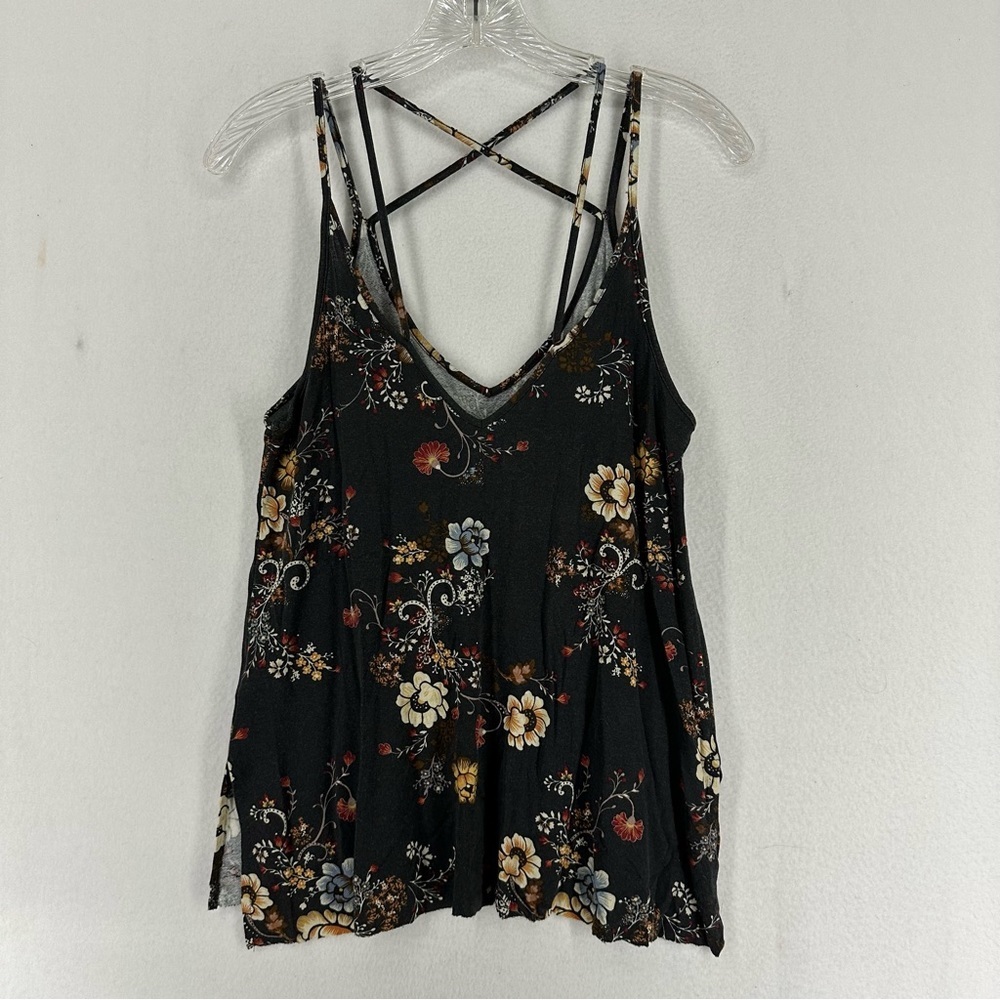 American Eagle Cross Back Floral Tank Top Women’s XS Blue